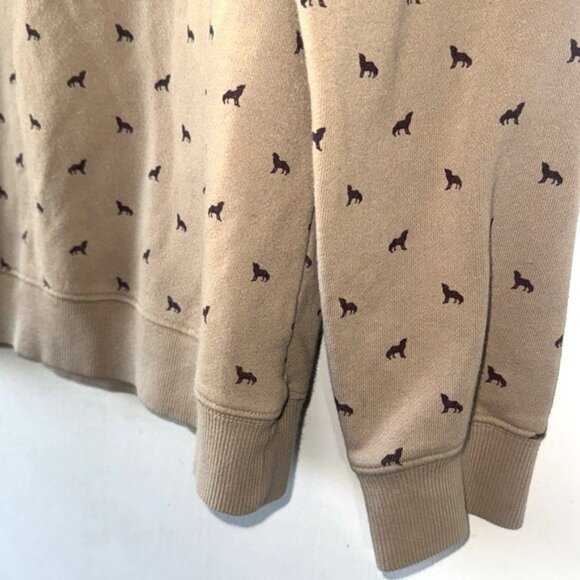 Mens Beige Crewneck Sweatshirt With Dog Print 100% Cotton Size 2XL - Picture 4 of 7